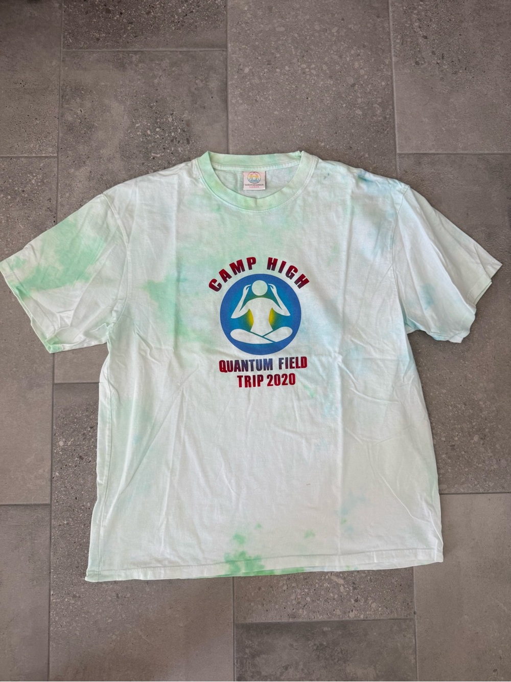 Camp High Kids' Quantum Field Trip 2020 Tee - Light Green Tie-Dye NWOT